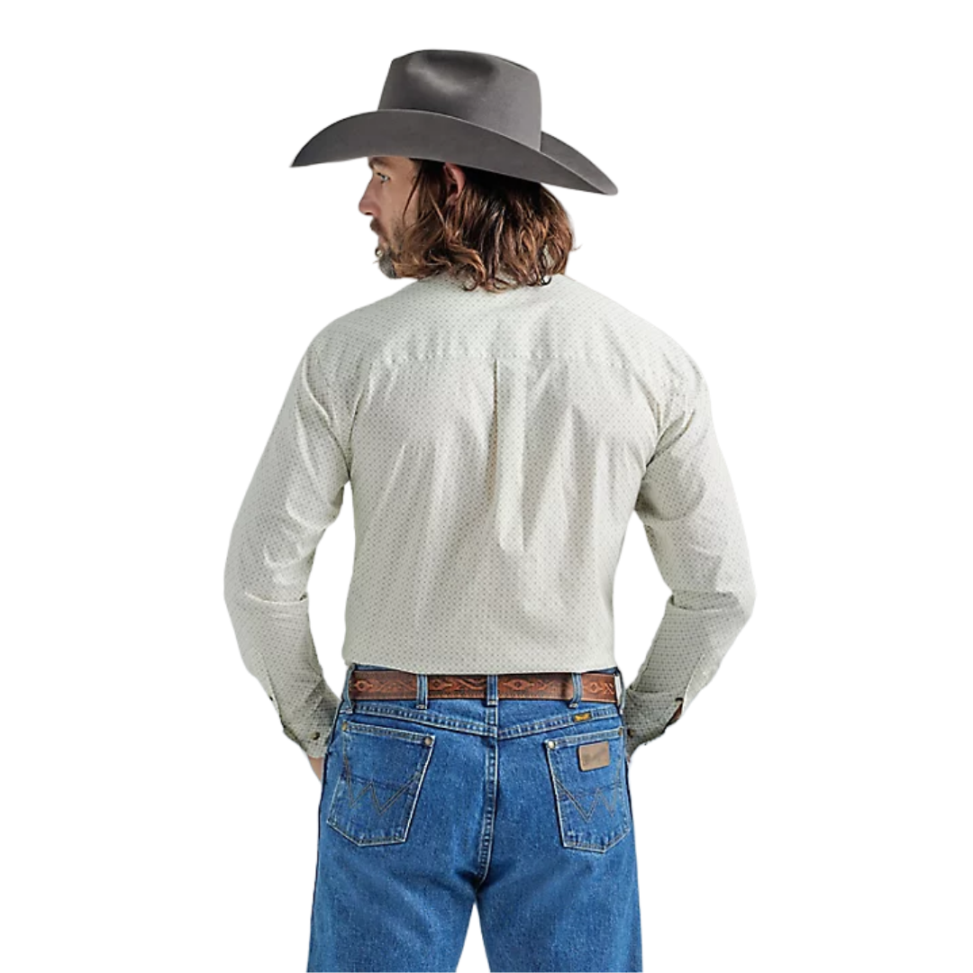Wrangler Men's George Strait Long Sleeve Button Down Printed Grassy Green Shirt