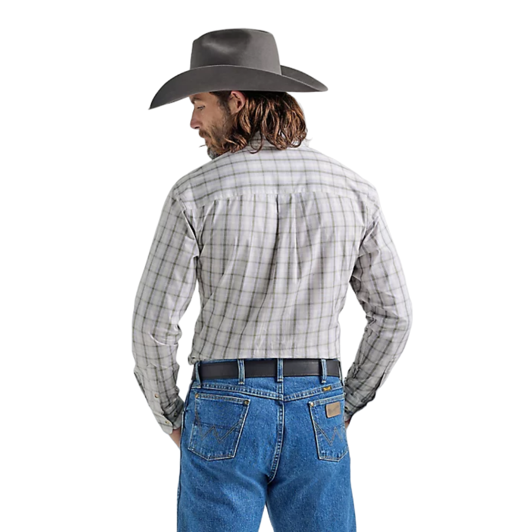 Wrangler Men's George Strait Plaid Olive Green Shirt