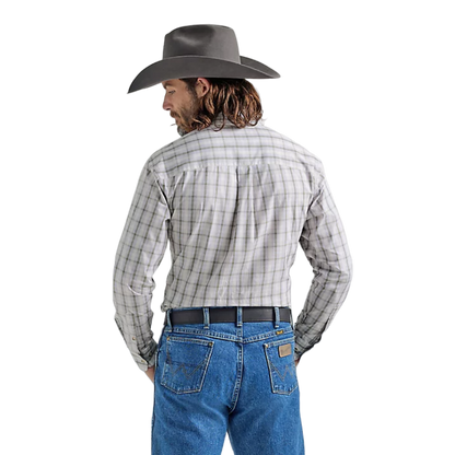 Wrangler Men's George Strait Plaid Olive Green Shirt