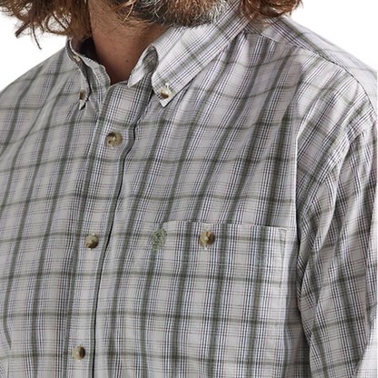 Wrangler Men's George Strait Plaid Olive Green Shirt