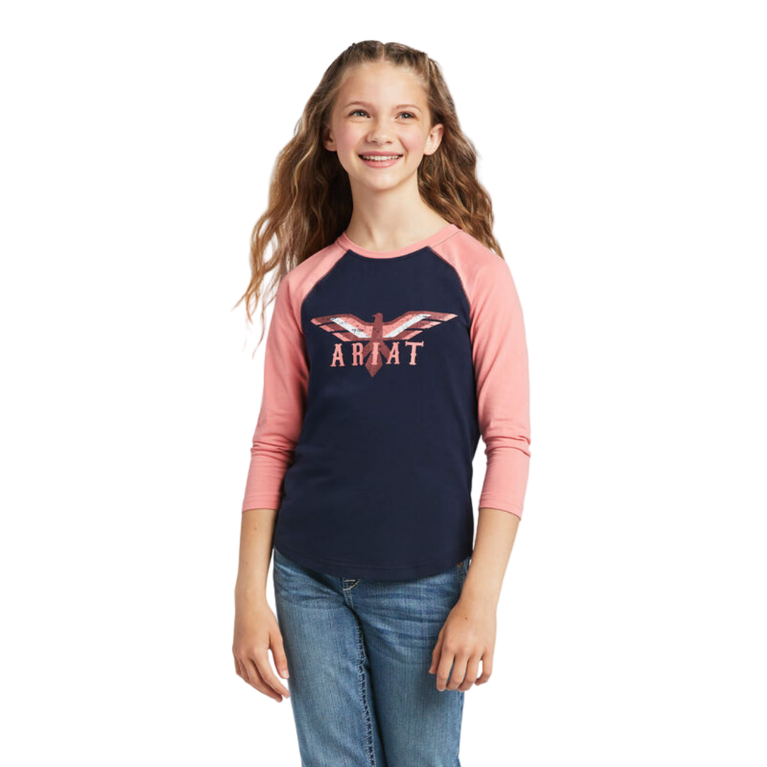 Ariat Youth Girl's Real Firebird Blue Tee Shirt