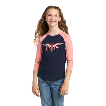 Ariat Youth Girl's Real Firebird Blue Tee Shirt