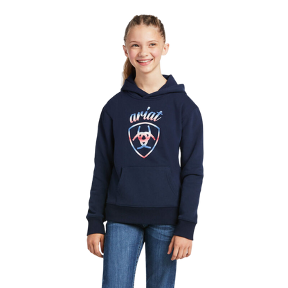 Ariat Youth Girl's Real Serape Logo Blue Hoodie