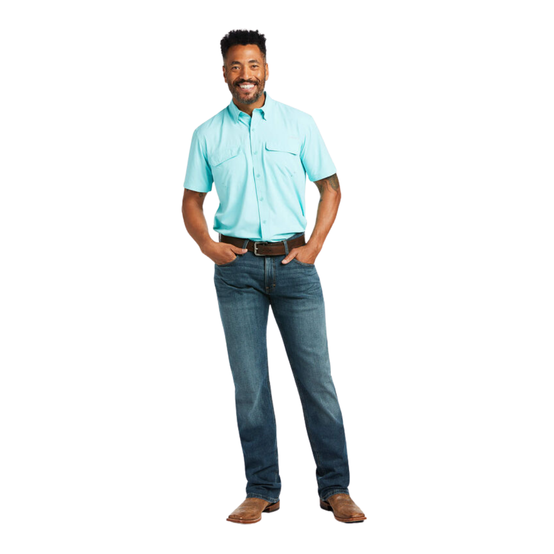Ariat Men's Venttek Outbound Fitted Araba Blue Shirt