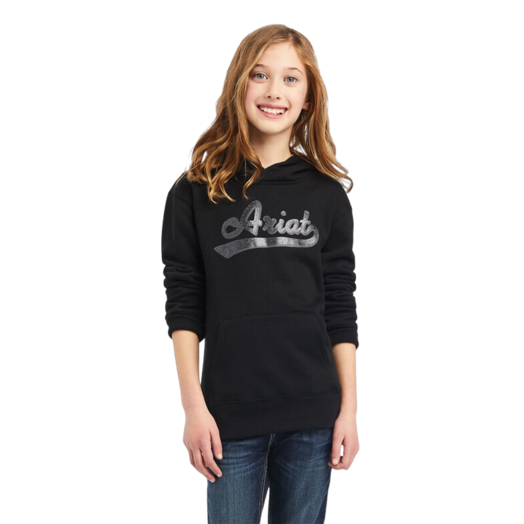 Ariat Youth Girl's Real Glitter Logo Black Hoodie
