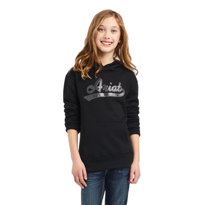 Ariat Youth Girl's Real Glitter Logo Black Hoodie