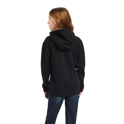 Ariat Youth Girl's Real Glitter Logo Black Hoodie
