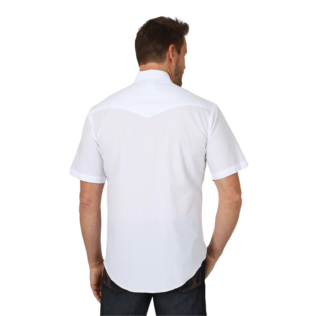 Wrangler Men's White Sport Short Sleeve Snap Western Shirt