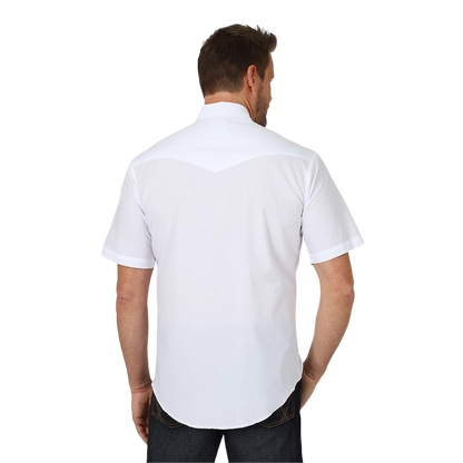 Wrangler Men's White Sport Short Sleeve Snap Western Shirt