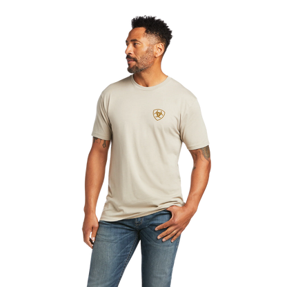 Ariat Men's Longhorn Khaki Heather Short Sleeve T-Shirt