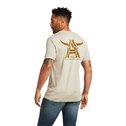 Ariat Men's Longhorn Khaki Heather Short Sleeve T-Shirt