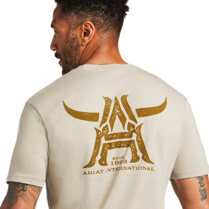 Ariat Men's Longhorn Khaki Heather Short Sleeve T-Shirt