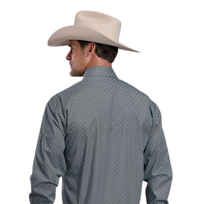 Stetson Men's Green Forest Mosaic Print Snap Shirt