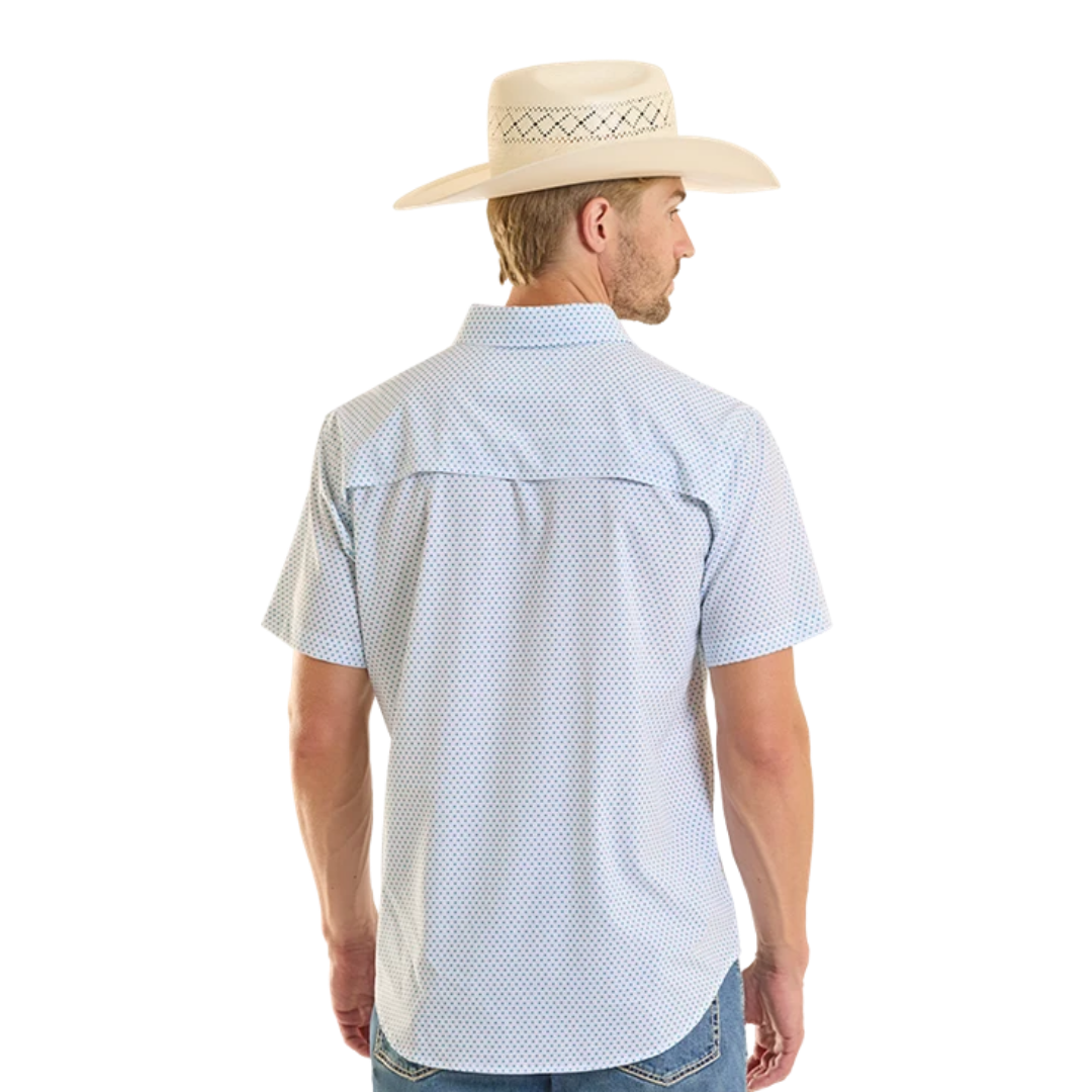 Rock & Roll Men's Mini Geo Perforated Grid White Shirt