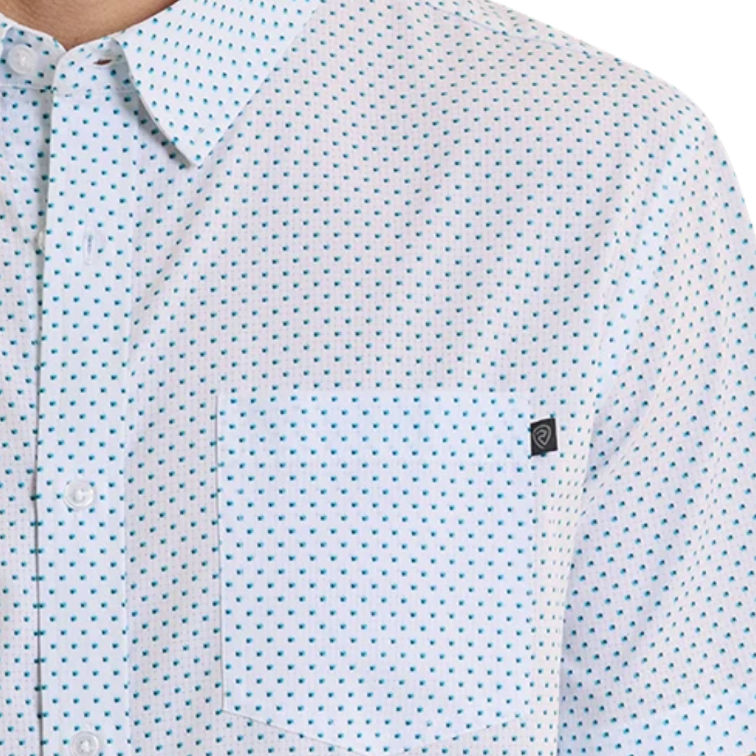 Rock & Roll Men's Mini Geo Perforated Grid White Shirt