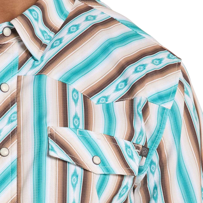 Rock & Roll Men's Aztec Stripe Print Blue Shirt
