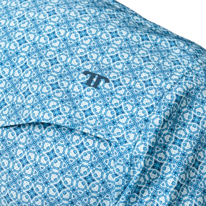 Ferrell Men's The Clint Short Sleeve Snap Blue Shirt