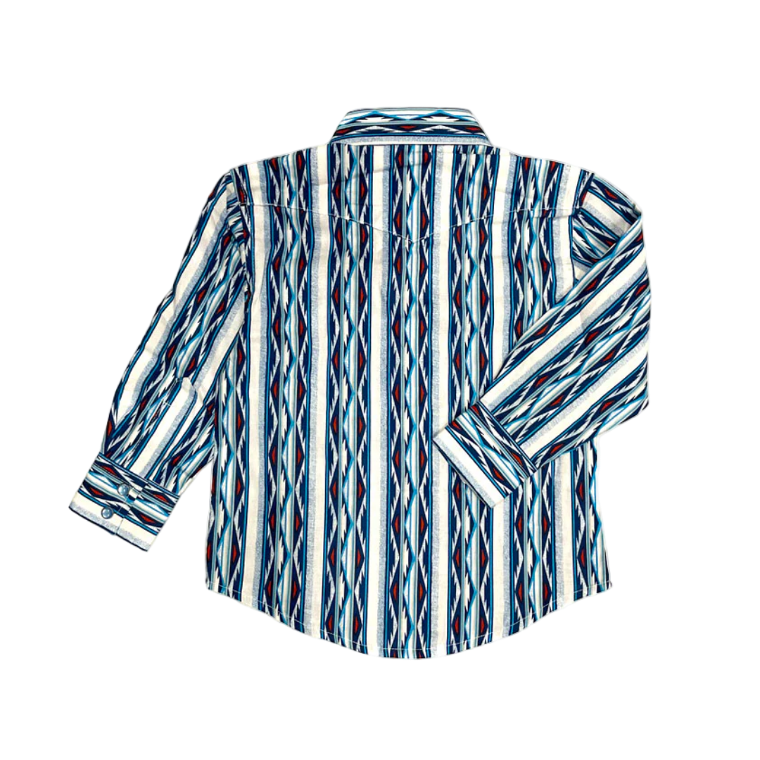 Wrangler Youth Boy's Checotah Long Sleeve Blue Shirt