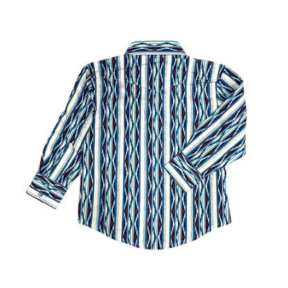 Wrangler Youth Boy's Checotah Long Sleeve Blue Shirt