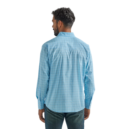 Wrangler Men's Western Snap Baby Blue Shirt - Big