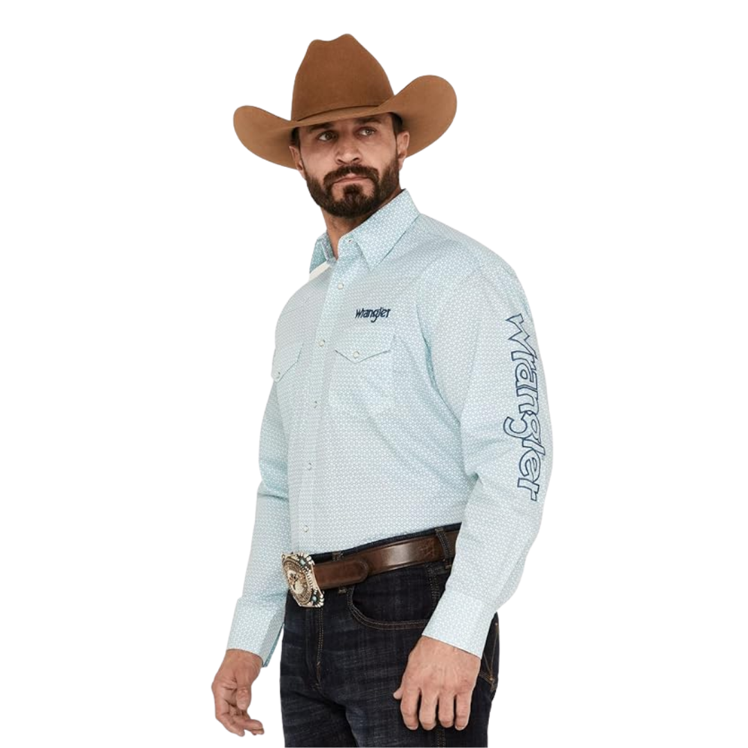 Wrangler Men's Logo Turquoise Shirt