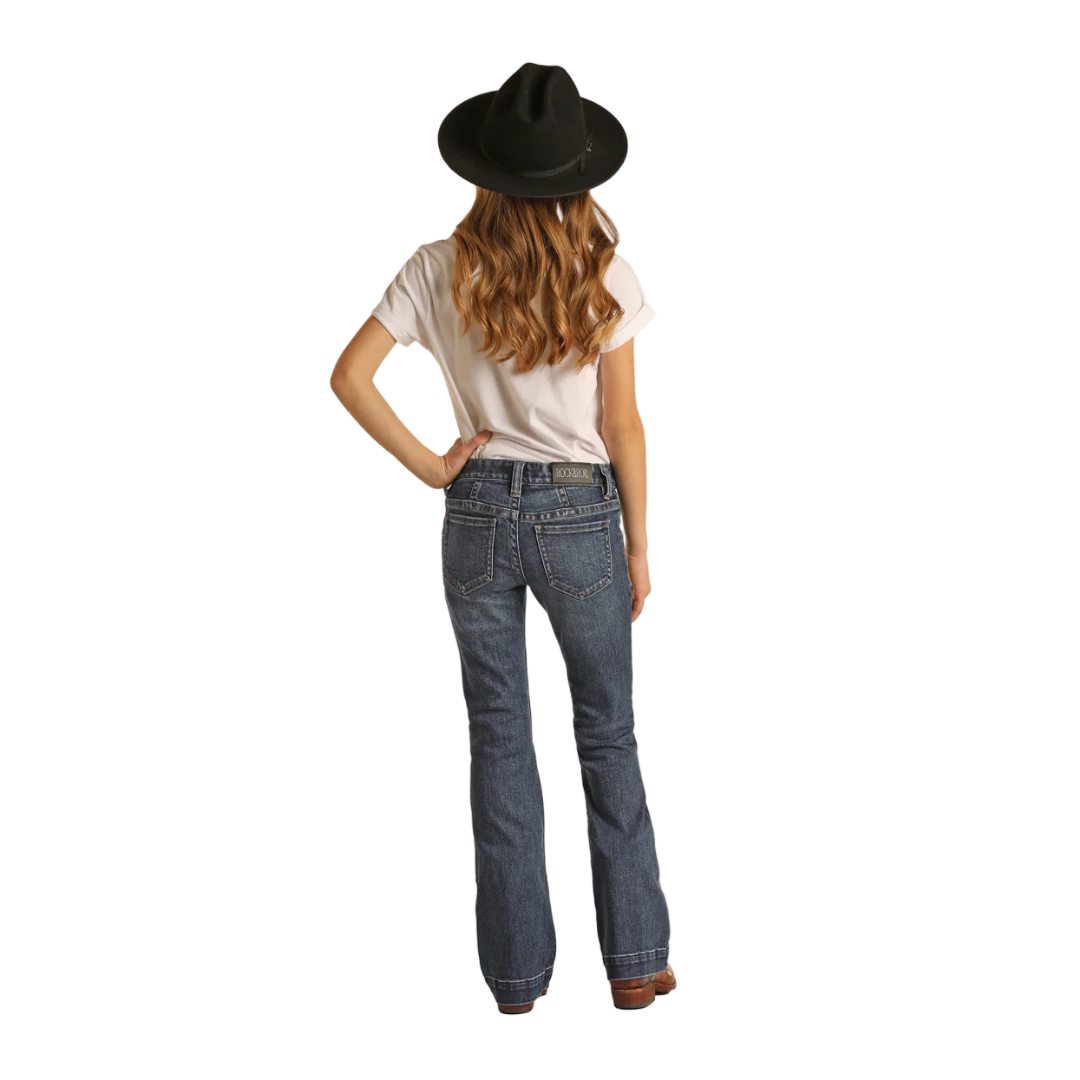Rock & Roll Youth Girl's Denim Front Seam Trouser Blue Jeans