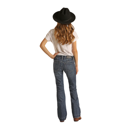Rock & Roll Youth Girl's Denim Front Seam Trouser Blue Jeans