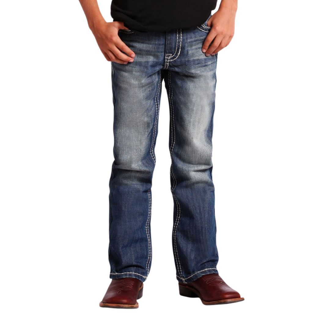 Rock & Roll Youth Boy's Regular Fit Bootcut Blue Jeans