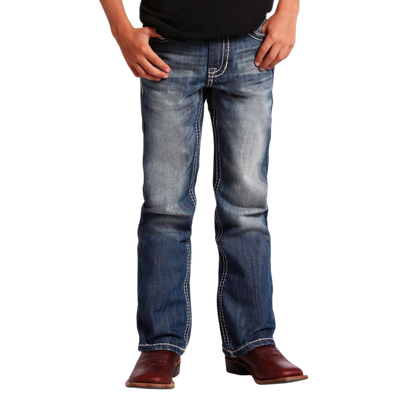 Rock & Roll Youth Boy's Regular Fit Bootcut Blue Jeans