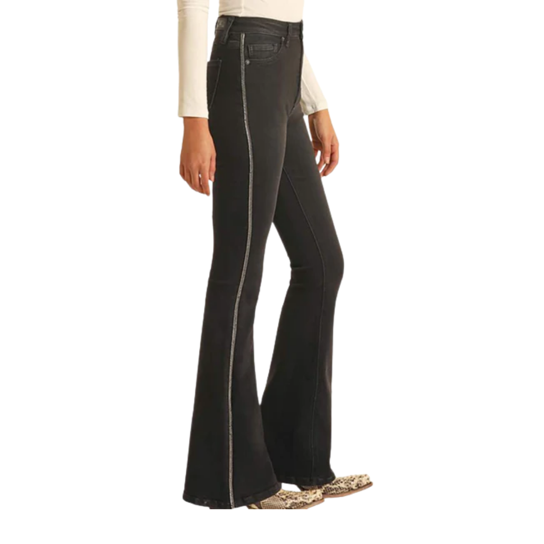 Panhandle Slim Women's  Black High Rise Embellished Flare Jeans