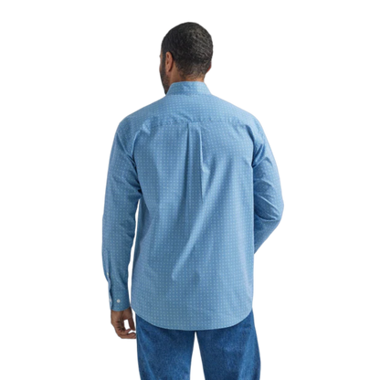 Wrangler Men's Long Sleeve Print Blue Shirt - Big