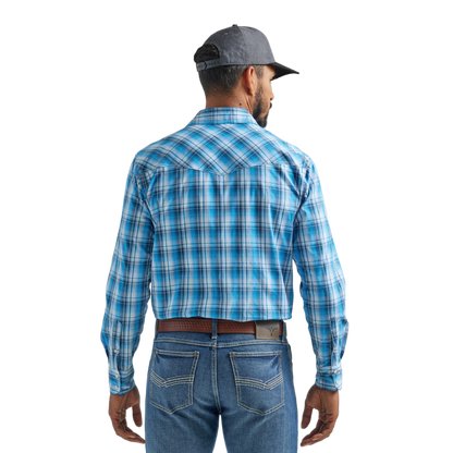 Wrangler Men's Long Sleeve Plaid Blue Shirt