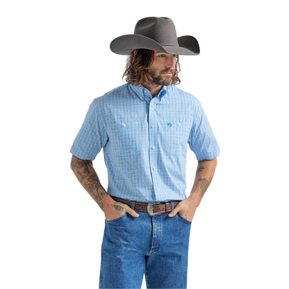 Wrangler Men's George Strait Short Sleeve Blue Shirt