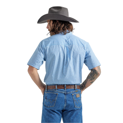 Wrangler Men's George Strait Short Sleeve Blue Shirt