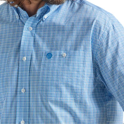 Wrangler Men's George Strait Short Sleeve Blue Shirt