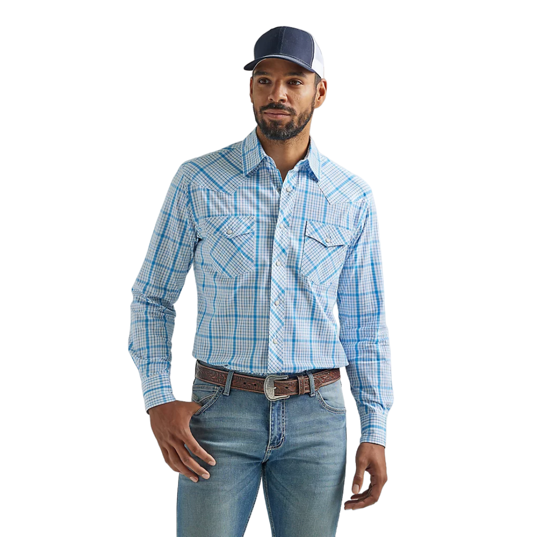 Wrangler Men's Competition Long Sleeve Baby Blue Shirts