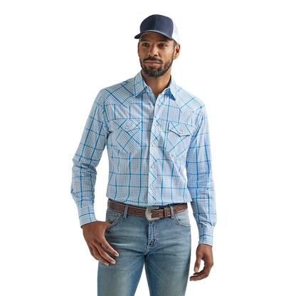 Wrangler Men's Competition Long Sleeve Baby Blue Shirts