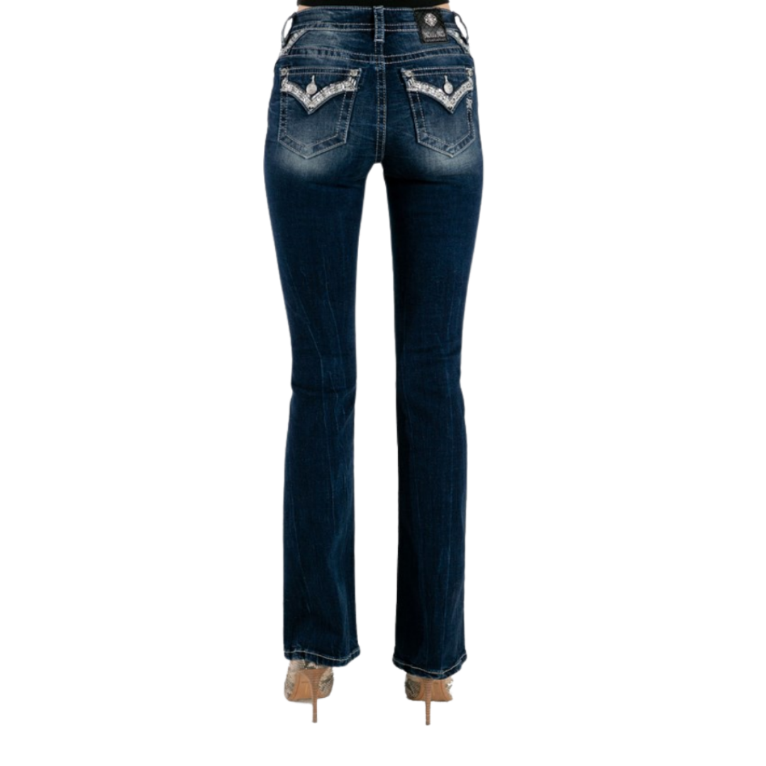 Miss Me Women's Mid Rise Boot Blue Jeans