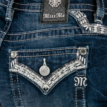 Miss Me Women's Mid Rise Boot Blue Jeans
