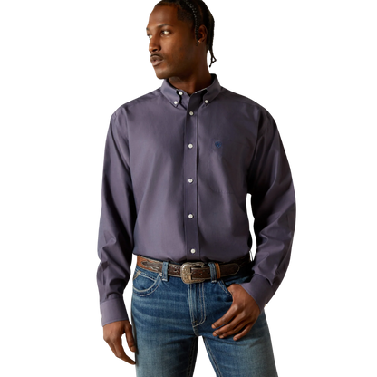 Ariat Men's Wrinkle Free Oxford Navy Shirt