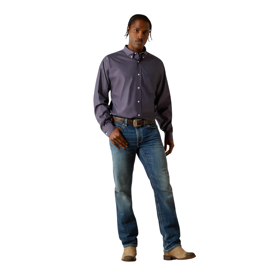 Ariat Men's Wrinkle Free Oxford Navy Shirt