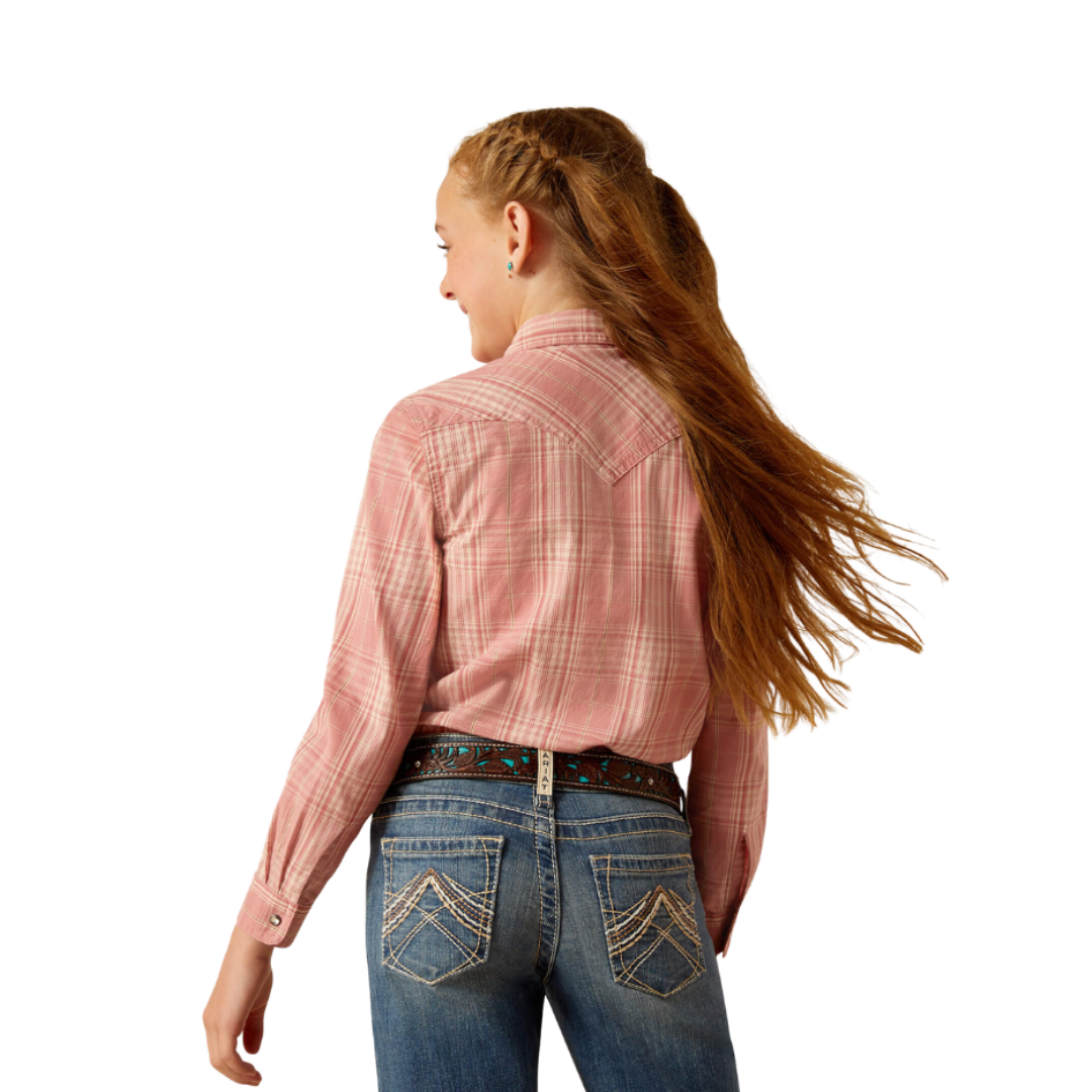 Ariat Youth Girl's Nazca Plaid Pink Shirt