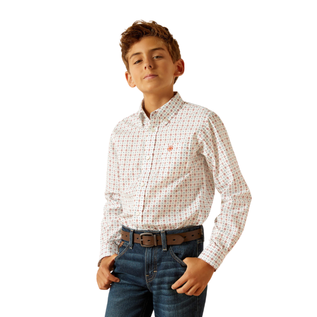 Ariat Youth Boy's Kade Classic Fit White Shirt