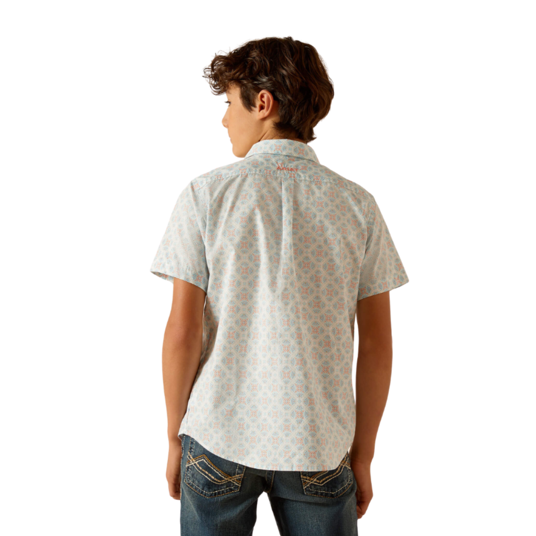 Ariat Youth Boy's Kai Classic Fit Aqua Shirt