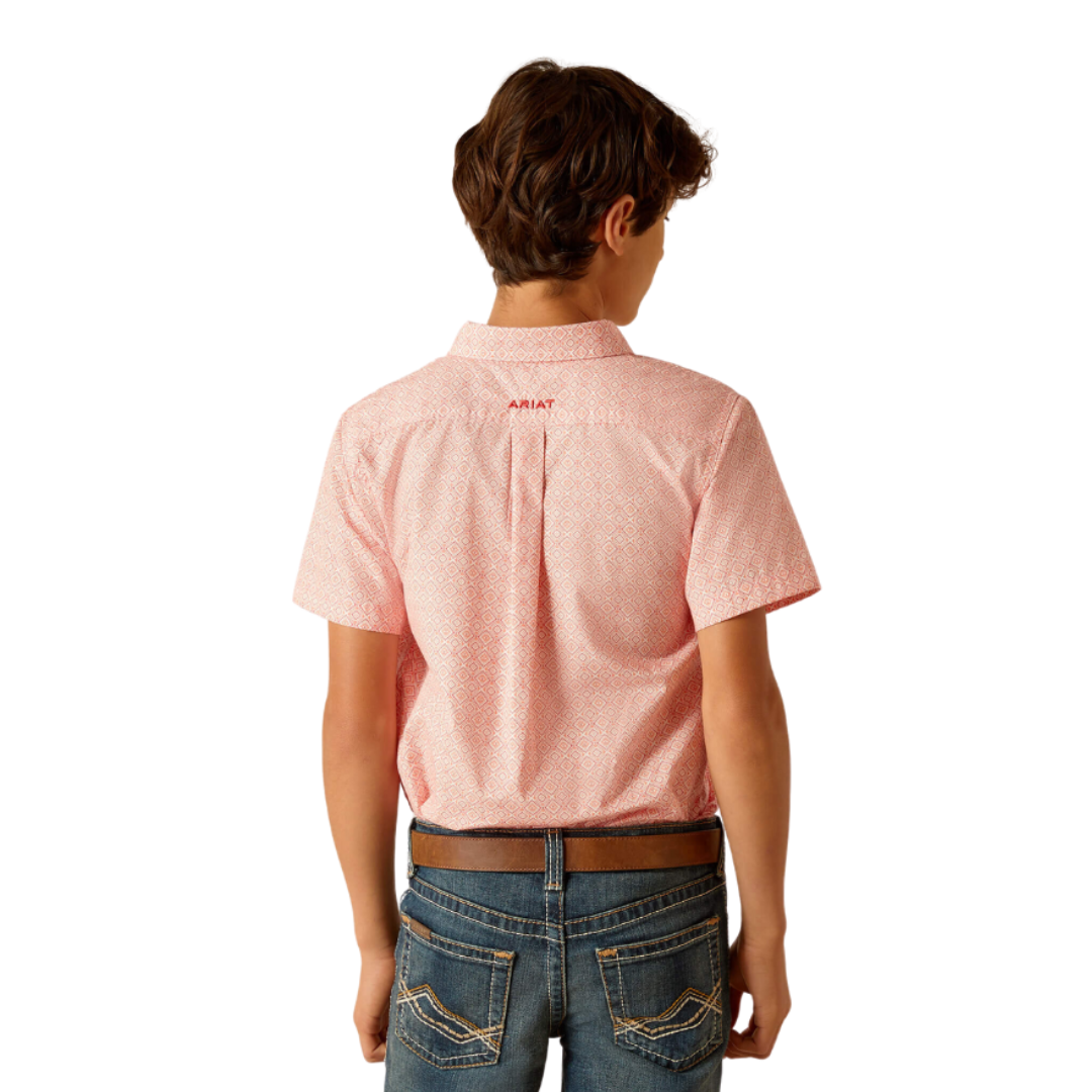 Ariat Youth Boy's Kamden Classic Fit Coral Shirt