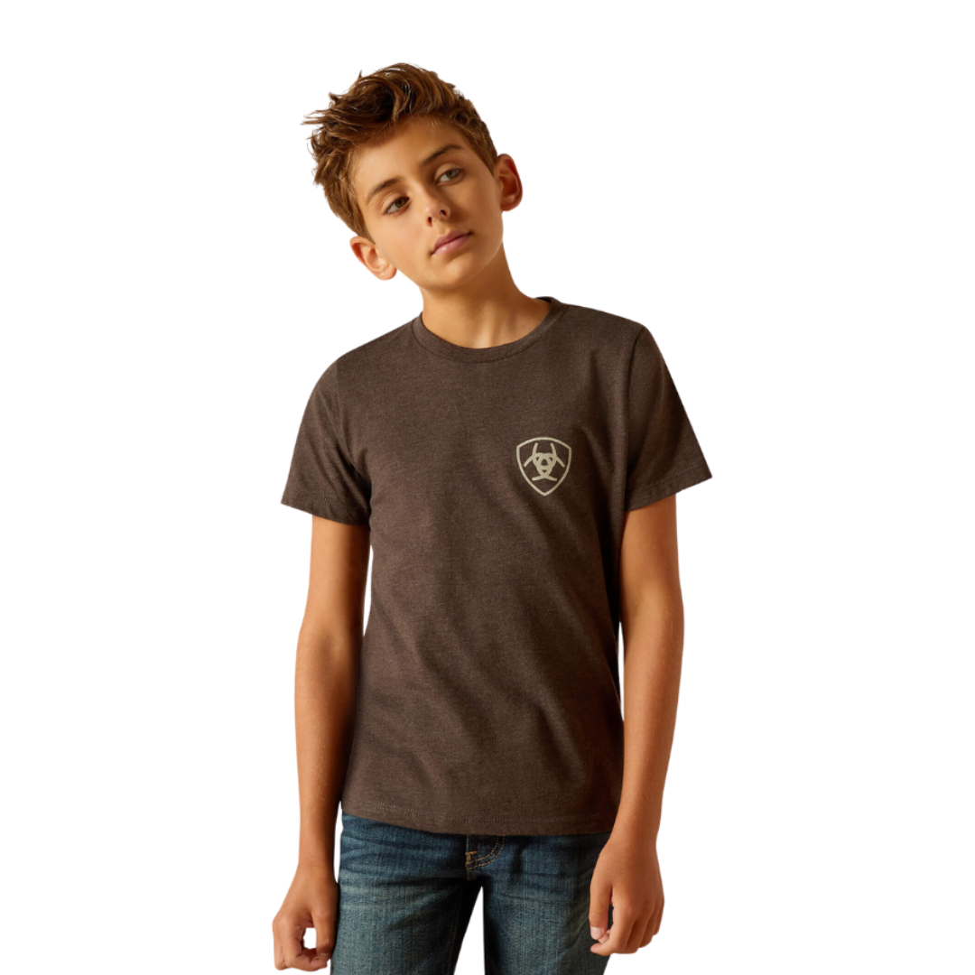 Ariat Youth Boy's Rider Label Brown Tee Shirt
