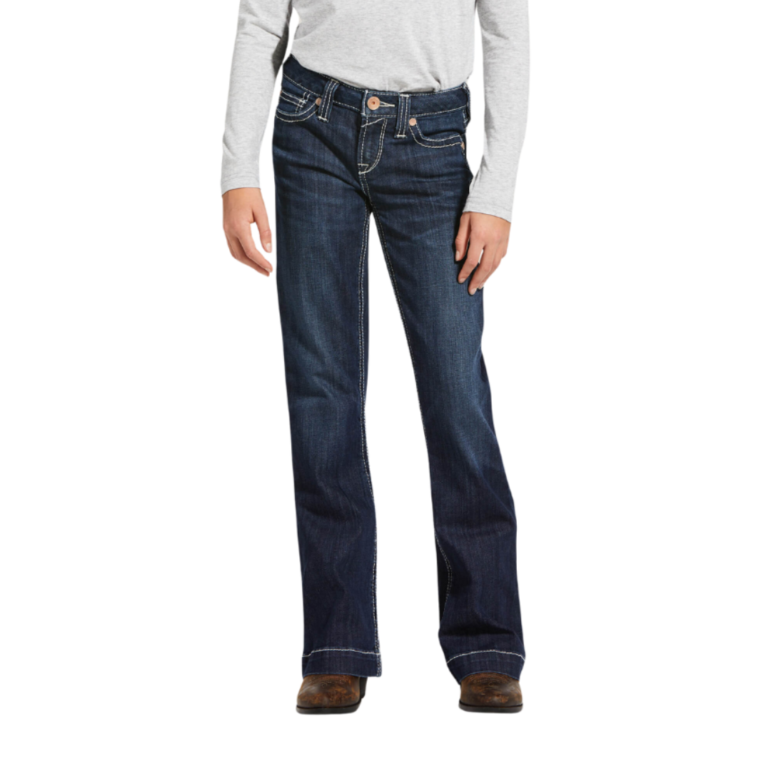 Ariat Youth Girl's Mid Rise Stretch Ella Wide Naomi Blue Jeans
