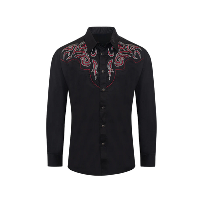 Avalon Men's Embroidery Snap Black Western Shirt