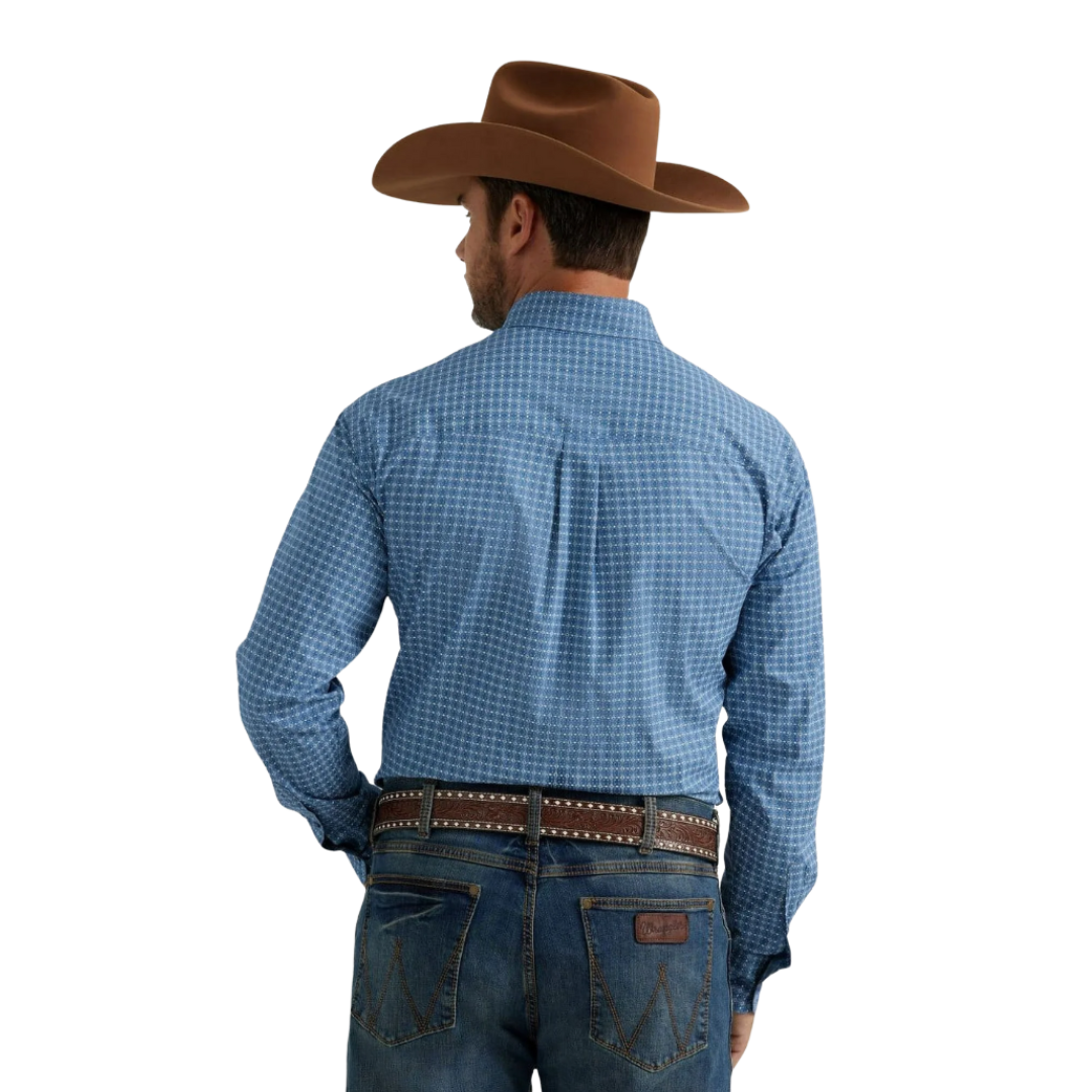 Wrangler Men's George Strait Blue Plaid Shirt - Big & Tall