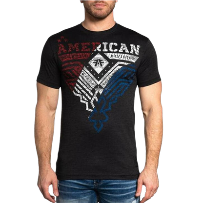 American Fighter Men's American Flag Graphic Black Tee Shirt